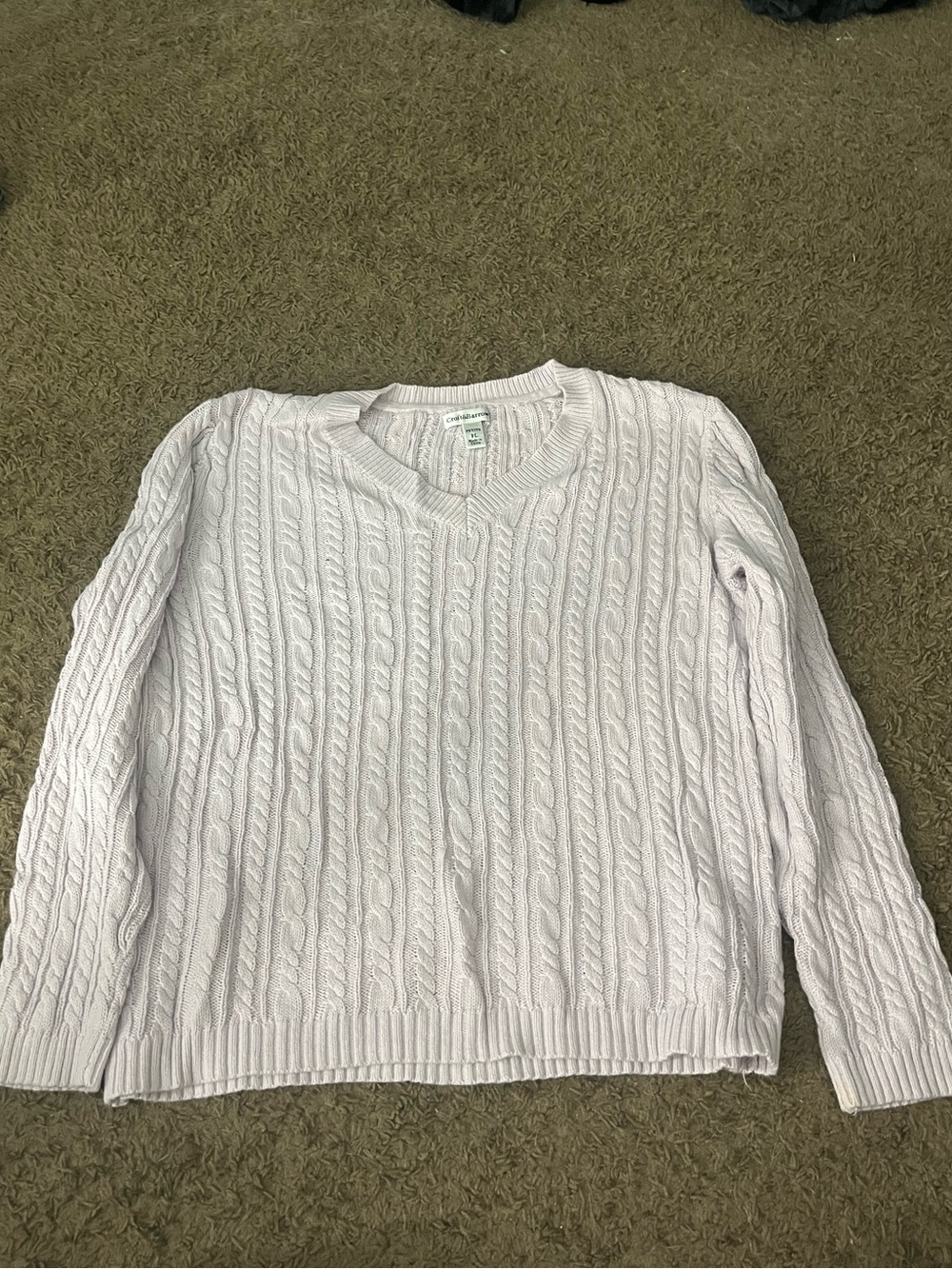 croft & barrow Light Pink Cable Knit V-Neck Sweater